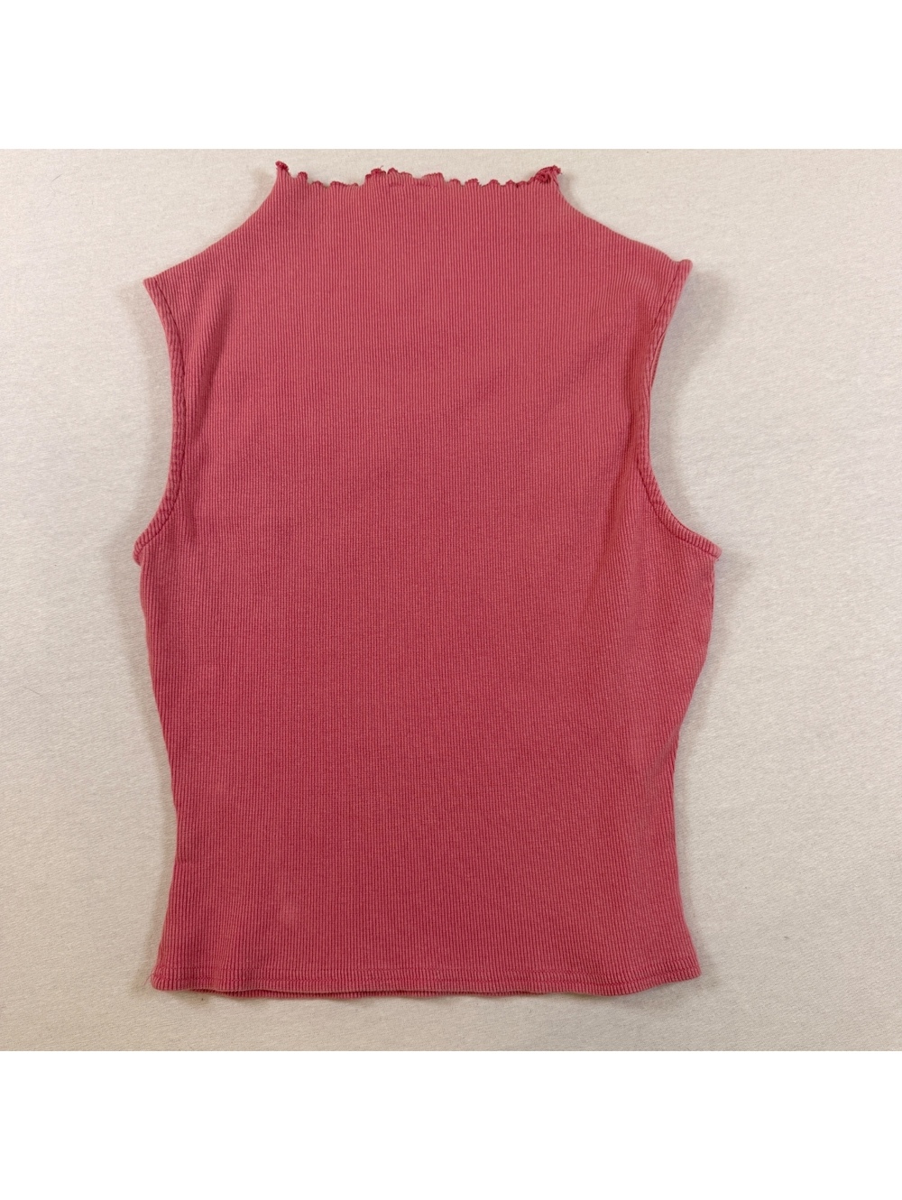 Sadie & Sage Pink Ribbed Lettuce Trim Tank Top S